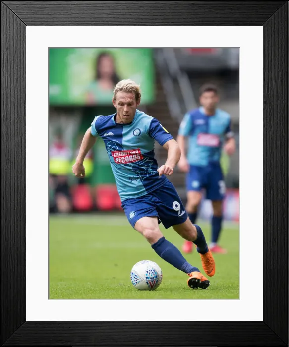 Framed Print : Craig Mackail-Smith vs Charlton Athletic: A Clash at Adams Park, 08 / 09 / 18