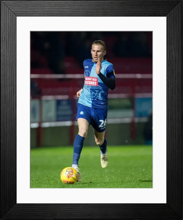 Framed Print : Jason McCarthy in Action: Wycombe Wanderers vs Accrington, November 2018