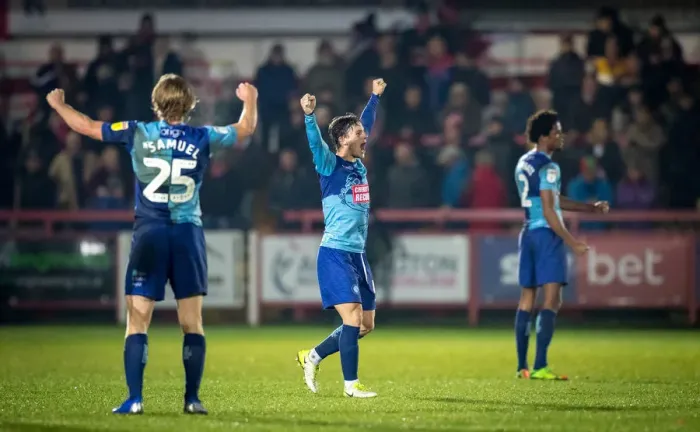 Framed Print : Wycombe Wanderers: Triumphant Celebration Against Accrington - November 2018 (2018 / 19 Season)