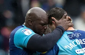 Celebration Photos 2018/19 Prints: Adebayo Akinfenwa and Joe Jacobson