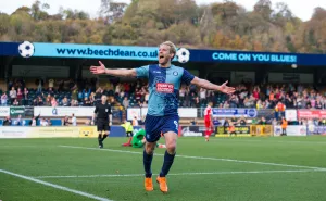 Celebration Photos 2018/19 Prints: Craig Mackail-Smith's Euphoric Goal: Wycombe Wanderers Triumph Over Scunthorpe United (2018)
