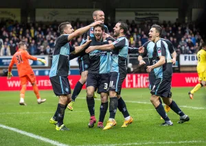 Wycombe celebrate against Aston Villa