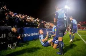 Celebration Photos 2018/19 Prints: Wycombe Wanderers: Triumphant Celebration vs Accrington, 27/11/18