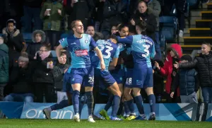 Celebration Photos 2018/19 Prints: Wycombe Wanderers: Triumphant Moment vs Barnsley (2018/19)
